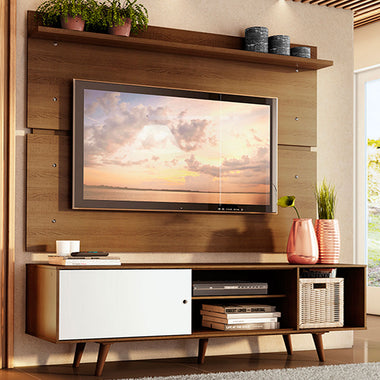 Kit Rack y Panel de TV hasta 65 Pulgadas 160 cm 1 Puerta Marrón/Blanco Dubai Madesa