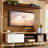 Rack Madesa Dubai con Panel para TV hasta 65 Pulgadas con Patas Marrón/Blanco