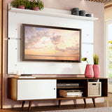 Rack Madesa Dubai con Panel para TV hasta 65 Pulgadas con Patas Marrón/Blanco