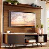 Rack Madesa Dubai con Panel para TV hasta 65 Pulgadas con Patas Marrón/Negro