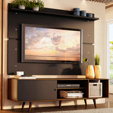Rack Madesa Dubai con Panel para TV hasta 65 Pulgadas con Patas Marrón/Negro
