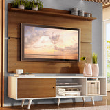 Rack Madesa Dubai con Panel para TV hasta 65 Pulgadas con Patas Blanco/Marrón