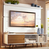Rack Madesa Dubai con Panel para TV hasta 65 Pulgadas con Patas Blanco/Marrón