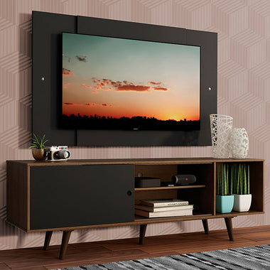Kit Rack y Panel de TV hasta 58 Pulgadas 160 cm 1 Puerta Marrón/Negro Dubai Madesa