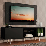Rack Madesa Dubai con Patas y Panel para TV hasta 58 Pulgadas Negro/Negro