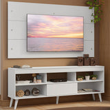 Rack con Panel para TV hasta 65 Pulgadas con Patas Blanco Detroit Madesa