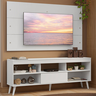 Rack con Panel de TV hasta 65 Pulgadas 160 cm con Patas Blanco Detroit Madesa