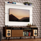 Rack Madesa Cancun con Patas y Panel para TV hasta 65 Pulgadas Marrón/Blanco