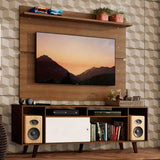 Rack Madesa Cancun con Patas y Panel para TV hasta 65 Pulgadas Marrón/Blanco
