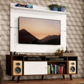 Rack Cancun con Patas y Panel de TV hasta 65 Pulgadas 180 cm Marrón/Blanco Madesa