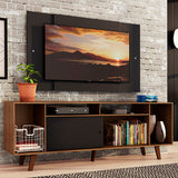 Rack Madesa Cancun con Patas y Panel para TV hasta 58 Pulgadas Negro/Marrón