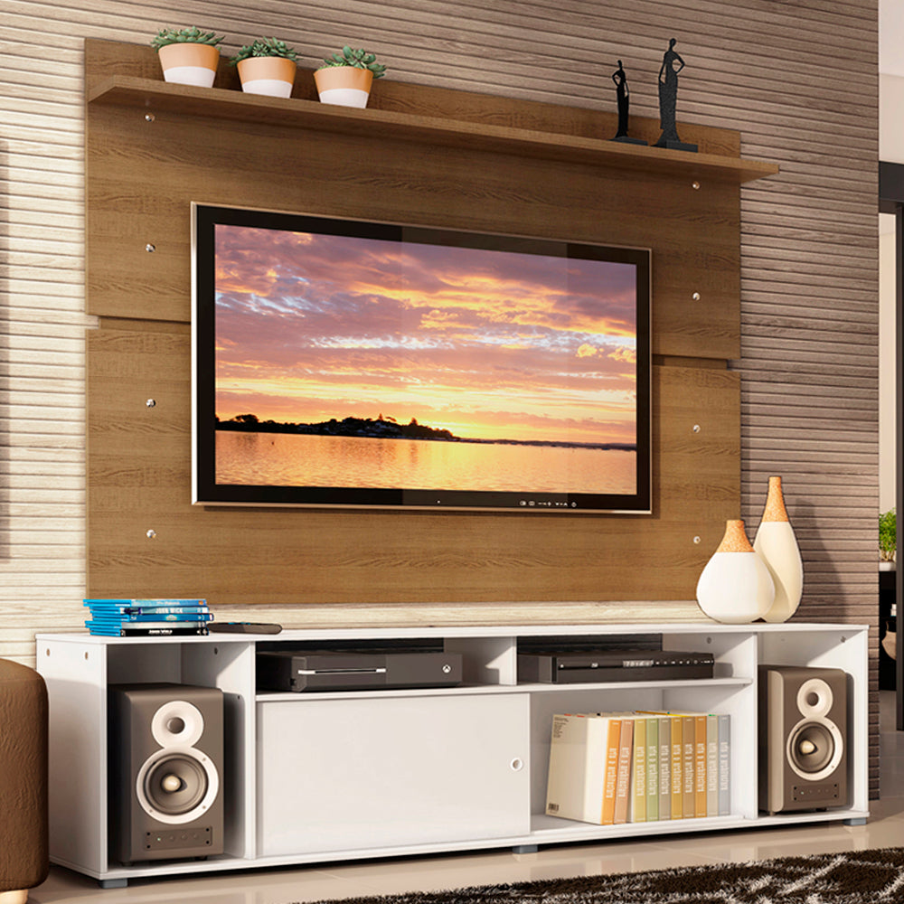 Rack Madesa Cancun con Panel para TV hasta 65 Pulgadas Blanco/Marrón