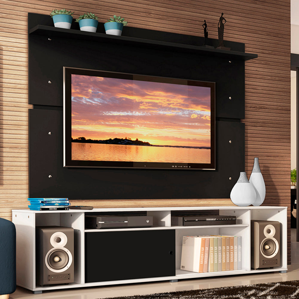 Rack Madesa Cancun con Panel para TV hasta 65 Pulgadas Blanco/Negro