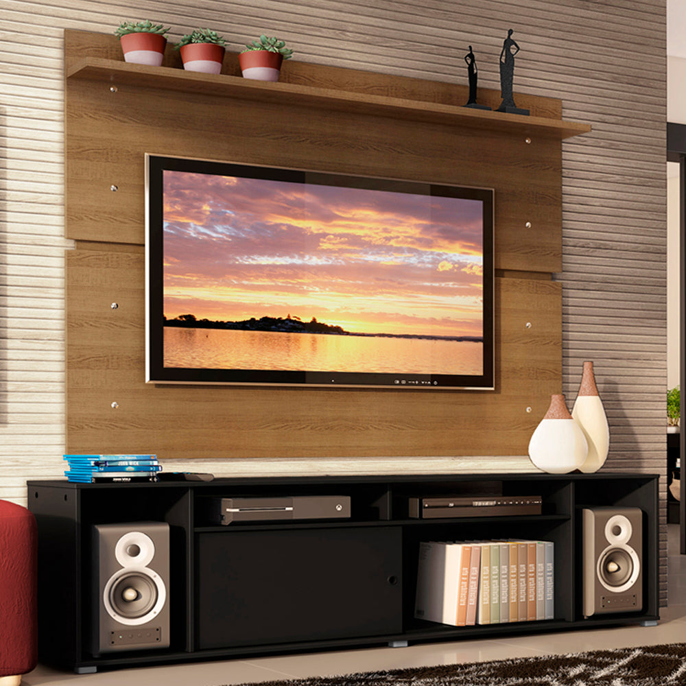 Rack Madesa Cancun con Panel para TV hasta 65 Pulgadas Negro/Marrón
