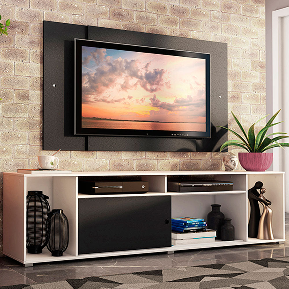 Rack Madesa Cancun con Panel para TV hasta 58 Pulgadas Blanco/Negro