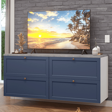 Rack para TV hasta 70 Pulgadas 160 cm 4 Cajones Blanco/Azul Vik Madesa
