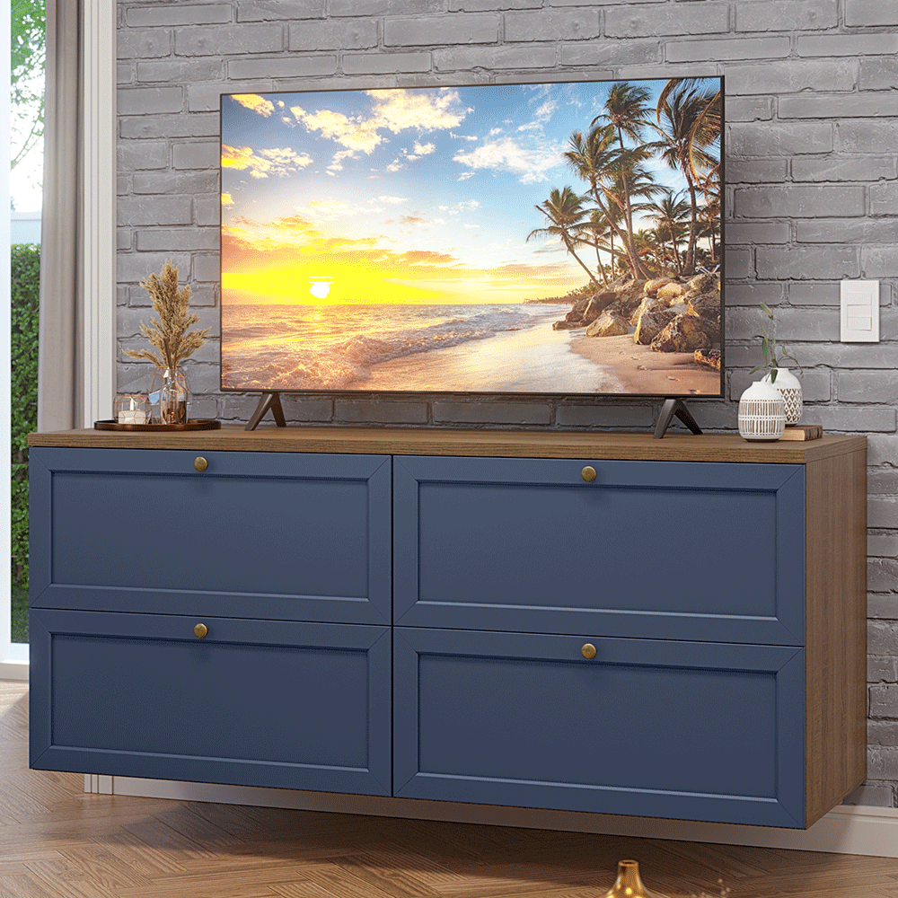 Rack para TV hasta 70 Pulgadas 160 cm 4 Cajones Marrón/Azul Vik Madesa