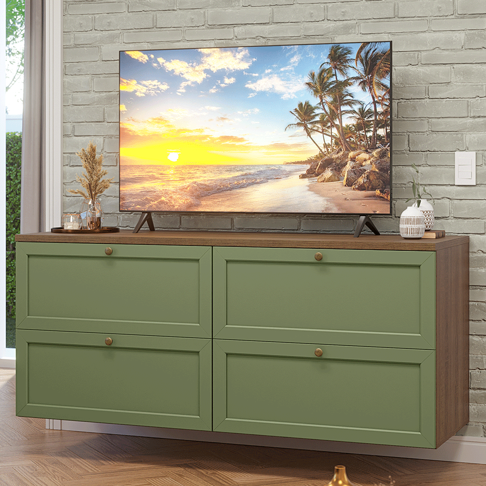Rack para TV hasta 70 Pulgadas 160 cm 4 Cajones Marrón/Verde Vik Madesa