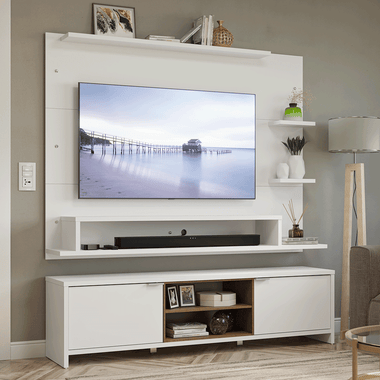 Rack con Panel de TV hasta 60 Pulgadas 180 cm Blanco/Marrón Metz Madesa