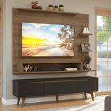 Rack con Panel para TV hasta 60 Pulgadas 180 cm con Patas Marrón/Negro/Marrón Reims Madesa