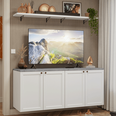 Kit Rack para TV hasta 70 Pulgadas y Repisas 160 cm 4 Puertas Blanco Vik Madesa