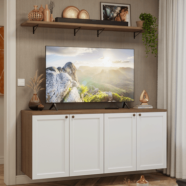 Kit Rack para TV hasta 70 Pulgadas y Repisas 160 cm 4 Puertas Marrón/Blanco Vik Madesa