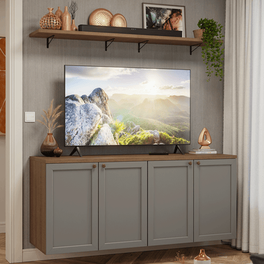 Kit Rack para TV hasta 70 Pulgadas y Repisas 160 cm 4 Puertas Marrón/Gris Vik Madesa