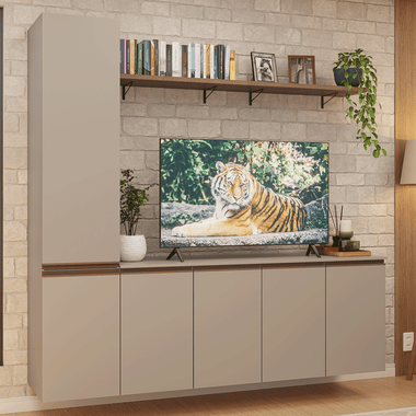 Rack para TV hasta 70 Pulgadas Flotante + Repisa de 200 cm Crema Nice 01 Madesa
