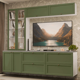 Centros de Entretenimiento con Rack + Cristaleiro 230 cm Blanco/Verde Vik Madesa 01