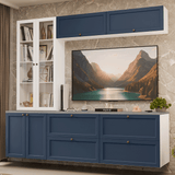 Centros de Entretenimiento con Rack + Cristaleiro 230 cm Blanco/Azul/Blanco Vik Madesa 01