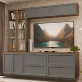 Centros de Entretenimiento con Rack + Cristaleiro 230 cm Marrón/Gris/Marrón Vik Madesa 02