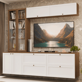Centros de Entretenimiento con Rack + Cristaleiro 230 cm Marrón/Blanco/Marrón Vik Madesa 02