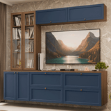 Centros de Entretenimiento con Rack + Cristaleiro 230 cm Marrón/Azul/Marrón Vik Madesa 02