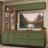 Centros de Entretenimiento con Rack + Cristaleiro 230 cm Marrón/Verde/Marrón Vik Madesa 02