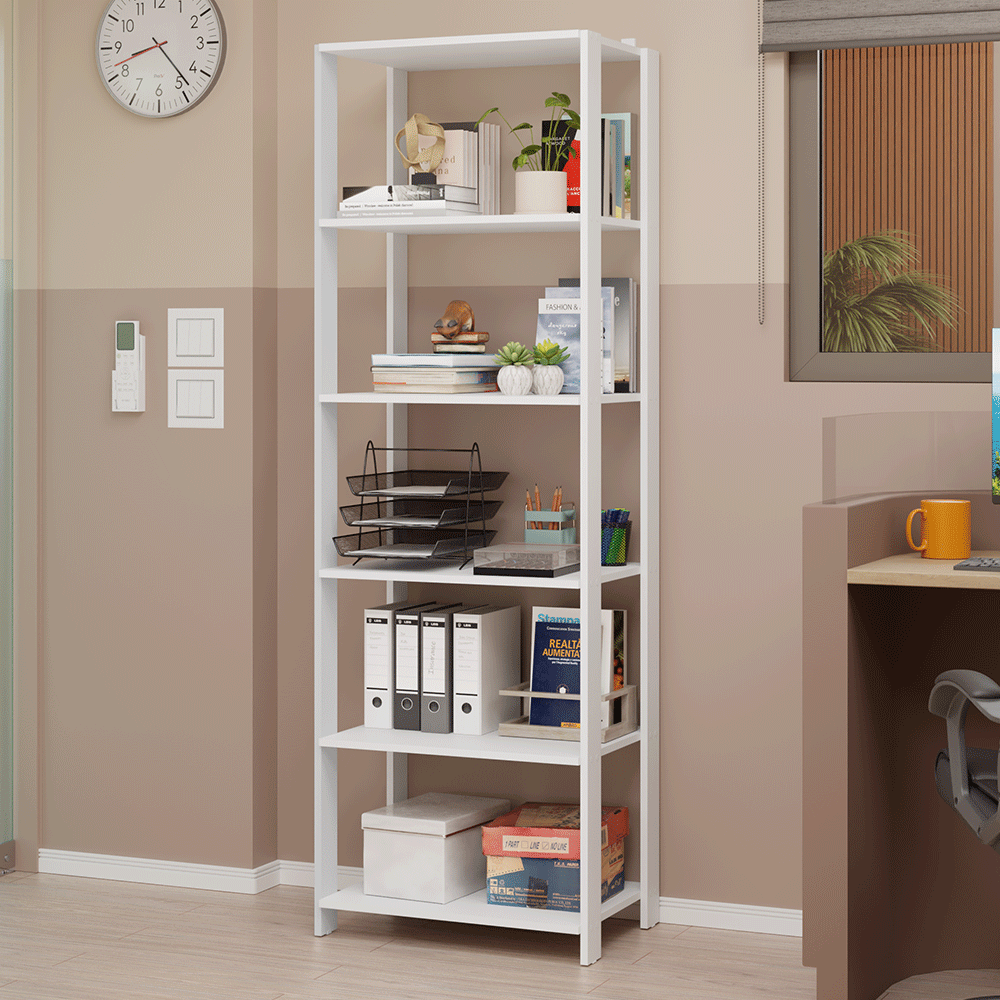 Mueble/Estante de Oficina Multiusos, 59 cm, 5 Baldas, Blanco