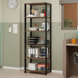 Mueble/Estante de Oficina Multiusos, 59 cm, 5 Estantes, Marrón/Negro