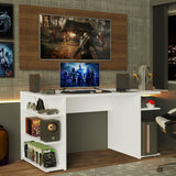 Escritorio Gamer Moderno Madesa + Panel para TV Hasta 50 Pulgadas Blanco/Marrón