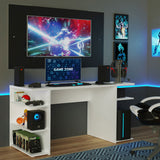 Escritorio Gamer Madesa 9409 con Panel para TV hasta 58 Pulgadas Blanco/Negro