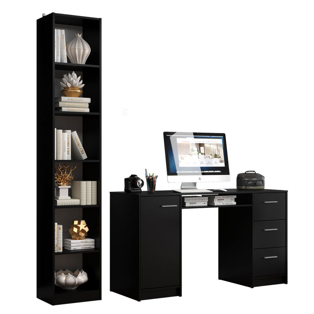 Escritorio Madesa Alaska y Librero Organizador 6906 Negro