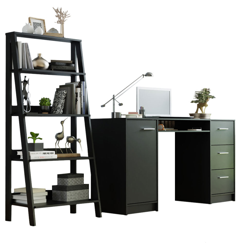 Escritorio Alaska + Estantería Escalera Negro