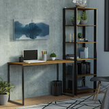 Combo Escritorio/Oficina con Mesa Industrial + Estante Negro/Marrón Madesa