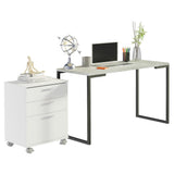 Combo Escritorio/Oficina con Mesa Industrial + Cajonera Blanco/Gris Madesa