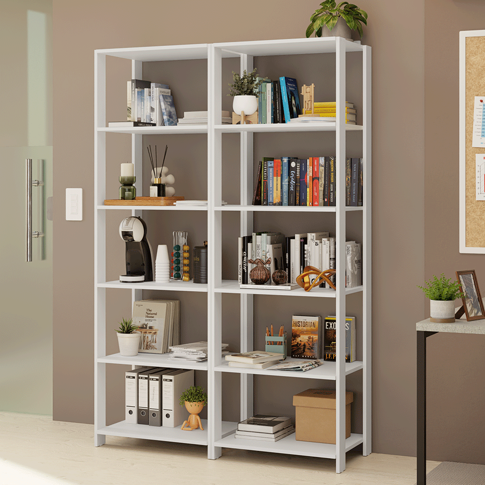 Mueble/Estante de Oficina Multiusos, 118 cm, 10 Estantes, Blanco