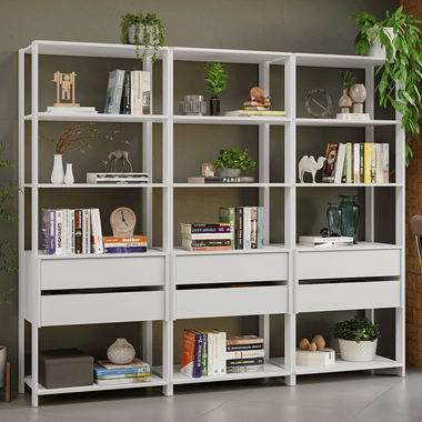 Estante Multiuso para Libros 210 cm 6 Cajones Blanco Madesa
