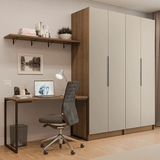 Conjunto Home Office 2 Armarios Neo 1 Escritorio 2 Repisas Marrón/Crema Madesa