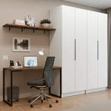 Combo Home Office Madesa Neo con 2 Armarios, Escritorio y 2 Estantes Blanco/Marrón
