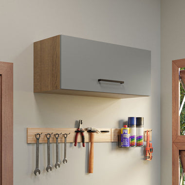 Alacena Multiuso 80 cm 1 Puerta Rebatible Marrón/Gris Agata Madesa
