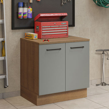 Bajo Mesada Multiuso 80 cm 2 Puertas Marrón/Gris Agata Madesa