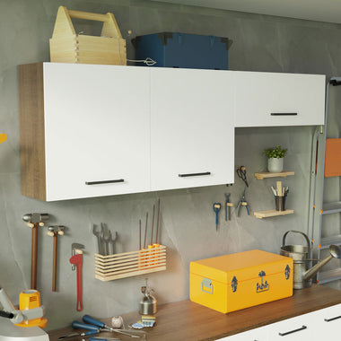 Kit con 2 Alacena Multiuso 200 cm 3 Puertas Marrón/Blanco Agata Madesa