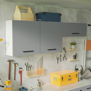 Kit con 2 Alacena Multiuso 200 cm 3 Puertas Blanco/Gris Agata Madesa